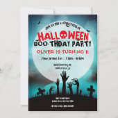 ハロウィンゾンビキッズ誕生日パーティー 招待状 (正面)