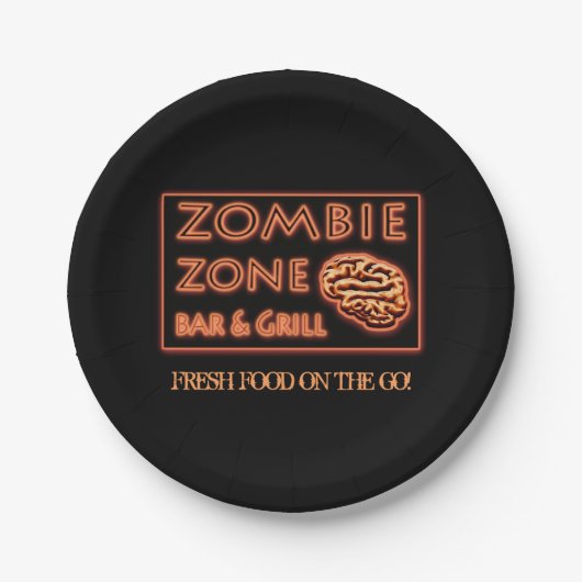 ハロウィンゾンビゾーン外出先で新鮮な食べ物 ペーパープレート (正面)