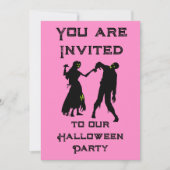 ハロウィンゾンビパーティの招待状ピンクピンクウィーン 招待状 (正面)