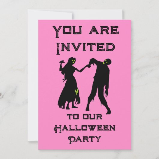 ハロウィンゾンビパーティの招待状ピンクピンクウィーン 招待状 (正面)