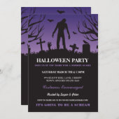 ハロウィンゾンビパーティー不気味墓地招待状 招待状 (正面/裏面)
