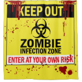 ハロウィンゾンビ危険ゾーン保アウト血 シャワーカーテン (正面)