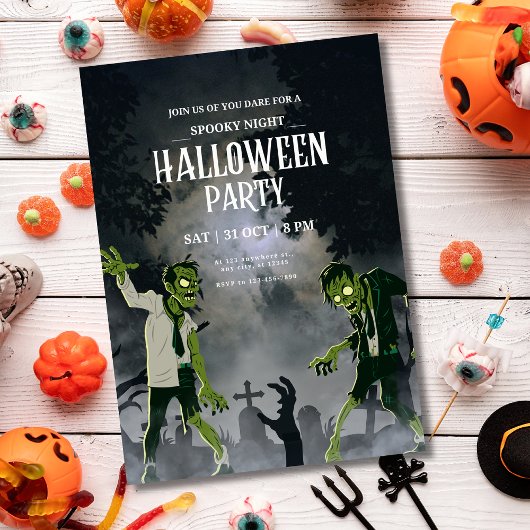 ハロウィンゾンビ招待状 不気味な夜 ハロウィン 招待状