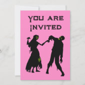 ハロウィンゾンビ結婚式招待状ピンクピンクウィーン 招待状 (正面)