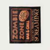 ハロウィンゾンビ食品のように新鮮な今でも叫ぶ タペストリー (正面)