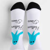 ハロウィンタイムズブルー幽霊落書き手描きfal ソックス (上部)