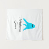 ハロウィンタイムズブルー幽霊落書き手描きfal タペストリー (正面(横))