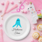 ハロウィンタイムズブルー幽霊落書き手描きfal ペーパープレート (パーティー)