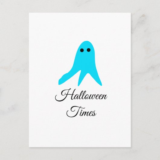 ハロウィンタイムズブルー幽霊落書き手描きfal ポストカード (正面)