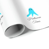 ハロウィンタイムズブルー幽霊落書き手描きfal ラッピングペーパー (ロールコーナー)