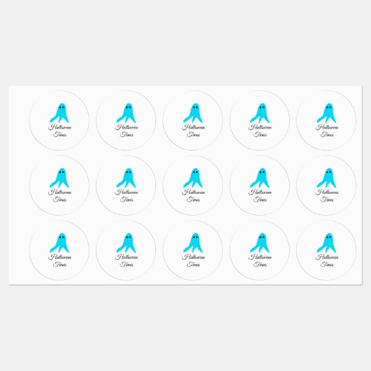 ハロウィンタイムズブルー幽霊落書き手描きfal ラベル (シート)