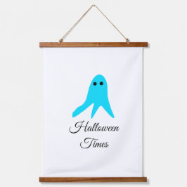 ハロウィンタイムズブルー幽霊落書き手描きfal 吊り下げ型タペストリー