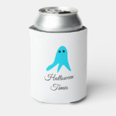 ハロウィンタイムズブルー幽霊落書き手描きfal 缶クーラー (缶裏面)