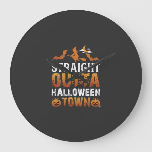 ハロウィンタウンの魔女の月コウモリポンプ ラージ壁時計 (正面)