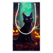 ハロウィンタキシード猫カボチャ怖い スモールペーパーバッグ (正面)