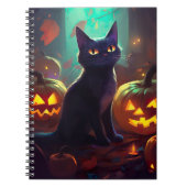 ハロウィンタキシード猫カボチャ怖い ノートブック (正面)