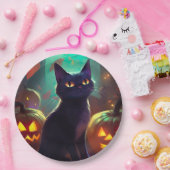 ハロウィンタキシード猫カボチャ怖い ペーパープレート (パーティー)