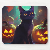 ハロウィンタキシード猫カボチャ怖い マウスパッド (正面)