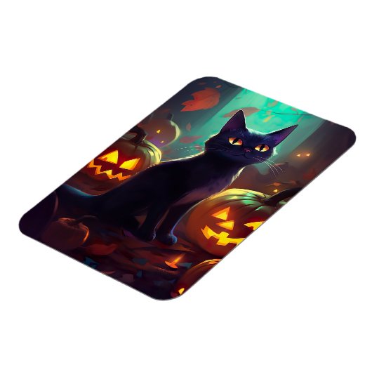 ハロウィンタキシード猫カボチャ怖い マグネット (左側)