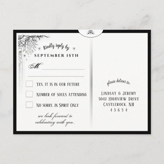 ハロウィンタロットカードとRSVP PostCardの一致 インビテーションポストカード (裏面)