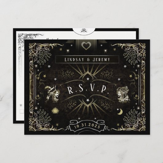 ハロウィンタロットカードのメニューとRSVP PostCardの対応 インビテーションポストカード (正面/裏面)