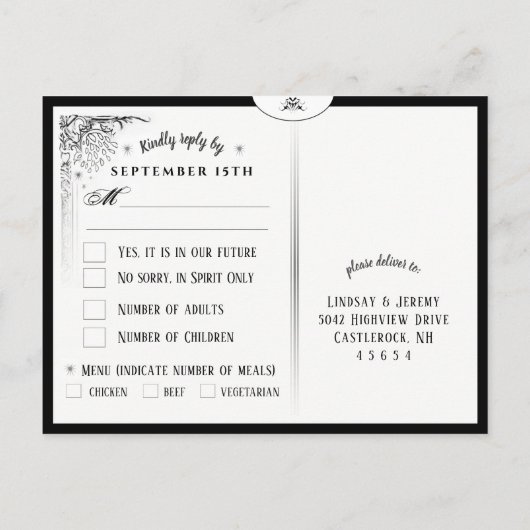 ハロウィンタロットカードのメニューとRSVP PostCardの対応 インビテーションポストカード (裏面)