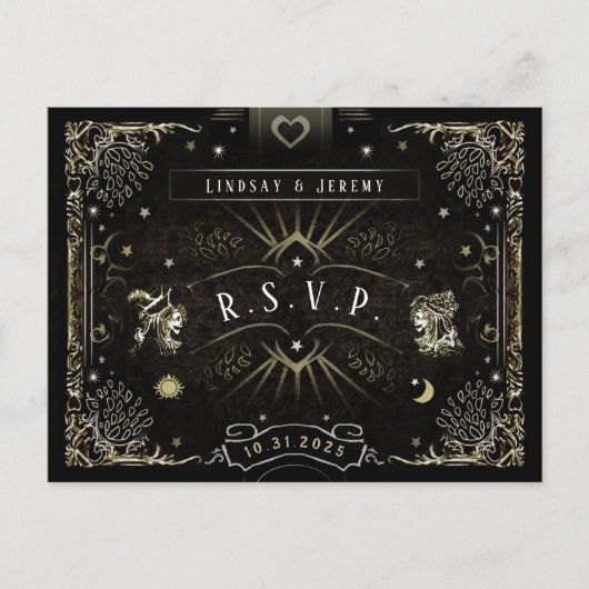 ハロウィンタロットカードのメニューとRSVP PostCardの対応 インビテーションポストカード (正面)