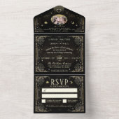 ハロウィンタロットブラック&金ゴールド写真 オールインワン招待状 (内側)