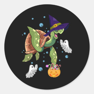 ハロウィンタートルガメ魔女ハット幽霊の衣装 ラウンドシール