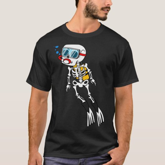 ハロウィンダイバー スキューバダイビング骸骨 Tシャツ (正面)