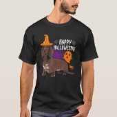 ハロウィンダックスシュント男性女性子供ハッピーハローウィン Tシャツ (正面)