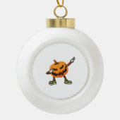 ハロウィンダビングハロウィーンのカボチャのちょうちんパンプキンハロウィーン セラミックボールオーナメント (正面)