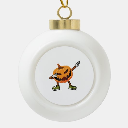 ハロウィンダビングハロウィーンのカボチャのちょうちんパンプキンハロウィーン セラミックボールオーナメント (正面)