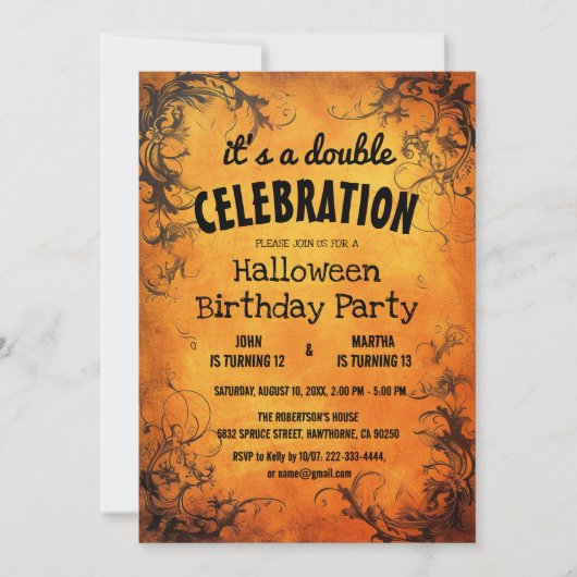 ハロウィンダブルバースデーパーティー 招待状 (正面)