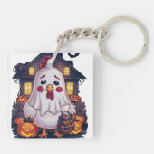 ハロウィンチキン#1デジタルアート キーホルダー (裏面)