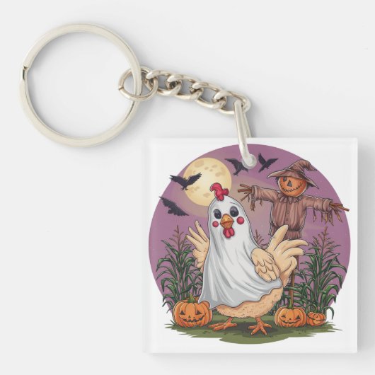 ハロウィンチキン#12デジタルアート キーホルダー (正面)