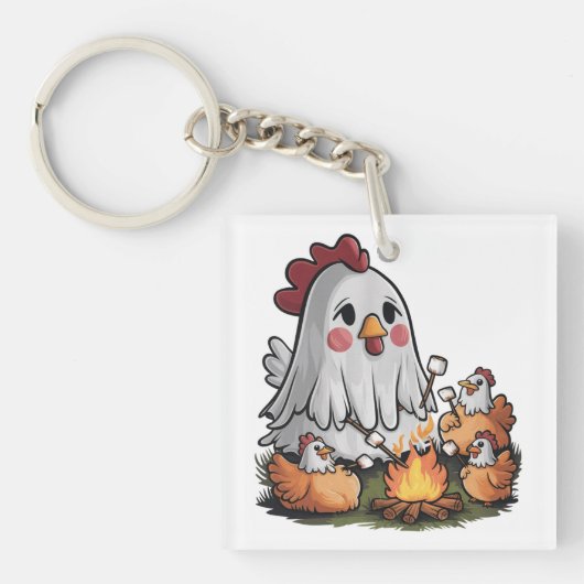 ハロウィンチキン#5デジタルアート キーホルダー (正面)