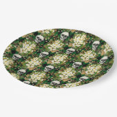 ハロウィンチック フローラル スカル アーガイル パターン ペーパープレート (アングル)