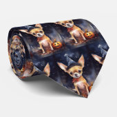 ハロウィンチワワとカボチャ怖 ネクタイ (ロール)