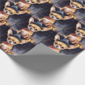 ハロウィンチワワとカボチャ怖 ラッピングペーパー (角)