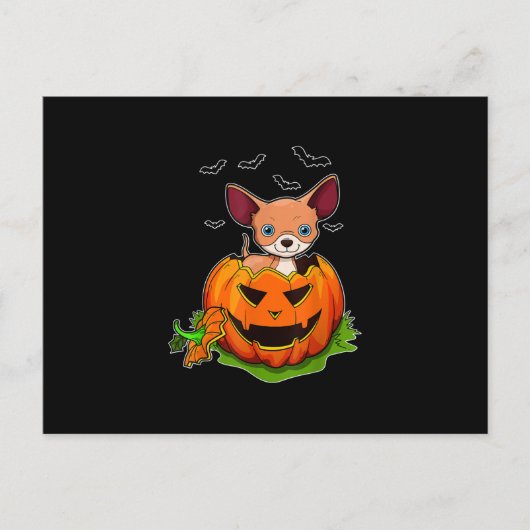 ハロウィンチワワ愛犬家パンプキングランジジャック シーズンポストカード (正面)