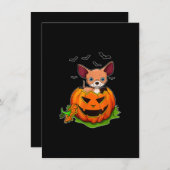 ハロウィンチワワ愛犬家パンプキンジャグランジック サンキューカード (正面/裏面)