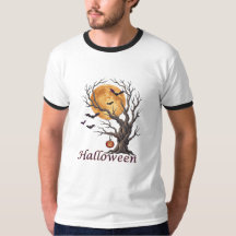 ハロウィンツリーとカボチャのジャック・オー・ランタンTシャツ