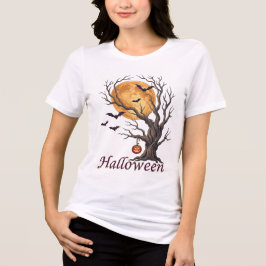 ハロウィンツリーとカボチャのジャック・オ・ランタンTシャツ トライブレンドＴシャツ