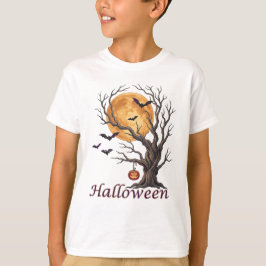 ハロウィンツリーとカボチャのジャック・オ・ランタンTシャツ Tシャツ