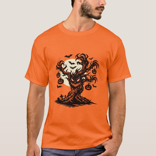 ハロウィンツリーのジャック・オー・ランタン Tシャツ (正面)