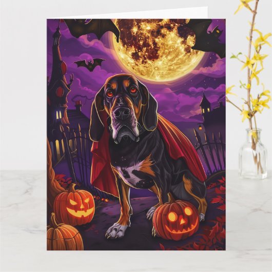 ハロウィンツリー・ウォーカー吸血鬼パンプキン怖い カード (黄色い花)
