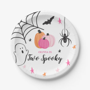 ハロウィンツー不気味誕生日ピンクカボチャ ペーパープレート