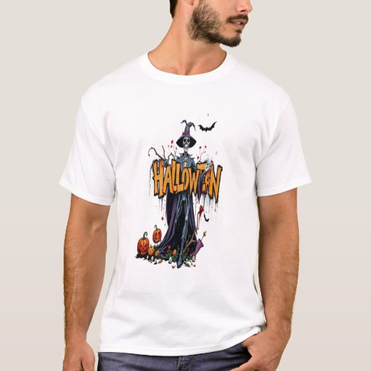 ハロウィンティー落書きアートハロウィン クール Tシャツ (正面)