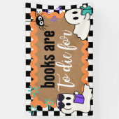 ハロウィンテーマ 教室図書館 バナー 本 アート 横断幕 (縦)